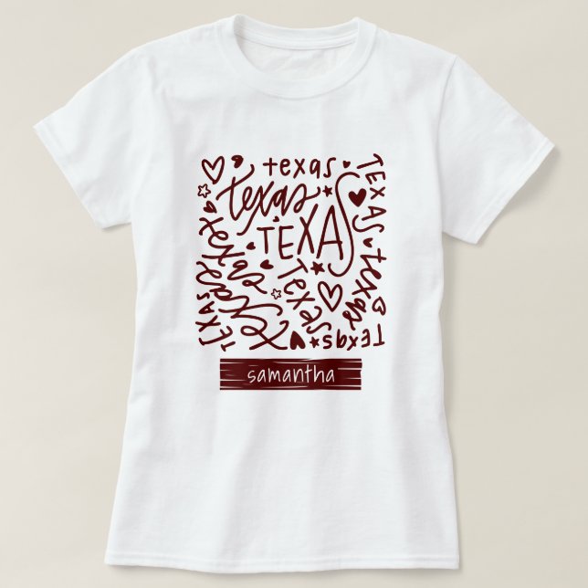 Camiseta Patrón de Doodle Aggie Maroon Texas (Diseño del anverso)