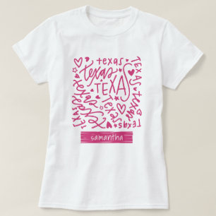 Camiseta Patrón de Doodle de Texas rosa