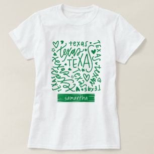 Camiseta Patrón de Doodle de Texas Verde