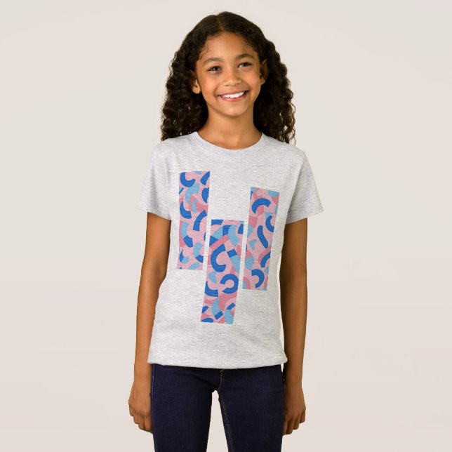 Camiseta Patrón de Doodle rosa y azul (Anverso completo)