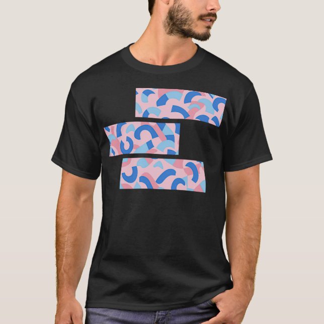 Camiseta Patrón de Doodle rosa y azul (Anverso)