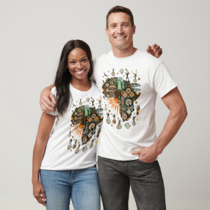 Camiseta Patrón de elementos tribales decorativos del mapa 