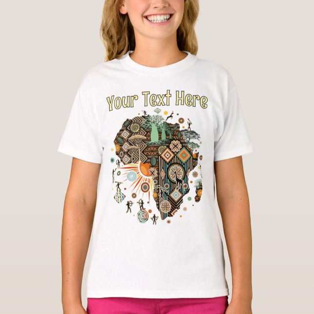 Camiseta Patrón de elementos tribales decorativos del mapa  (Anverso)