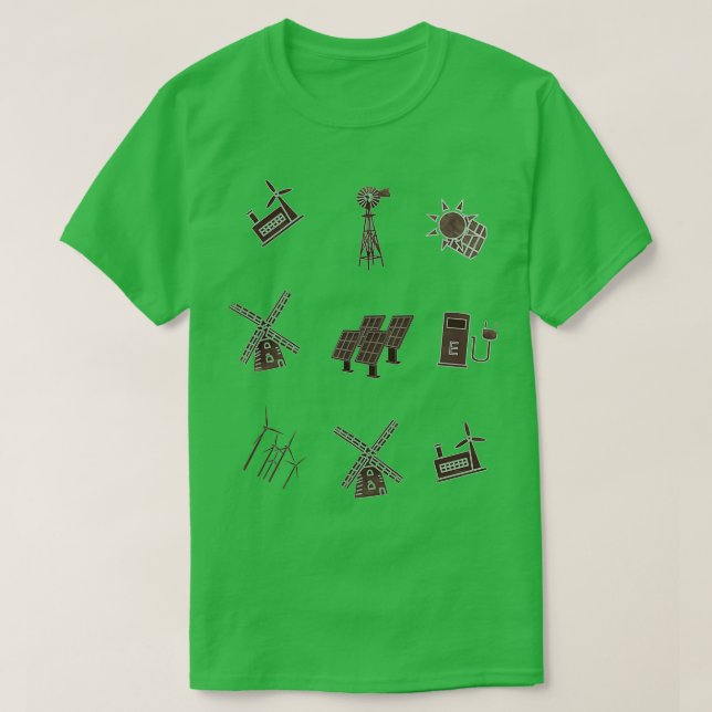 Camiseta Patrón de energía eólica renovable 7 (Diseño del anverso)