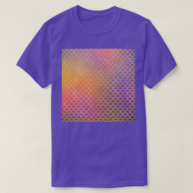 Camiseta Patrón de escala de sirena morado y rosa (Diseño del anverso)