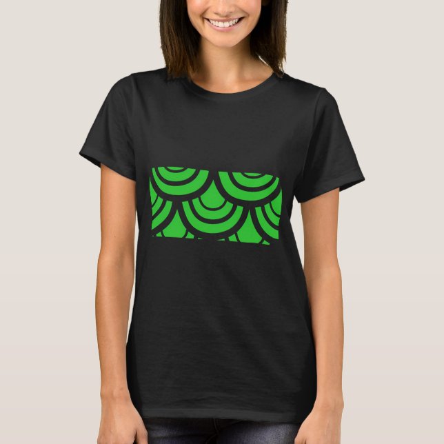 Camiseta Patrón de escamas de pez - Verde lima (Anverso)