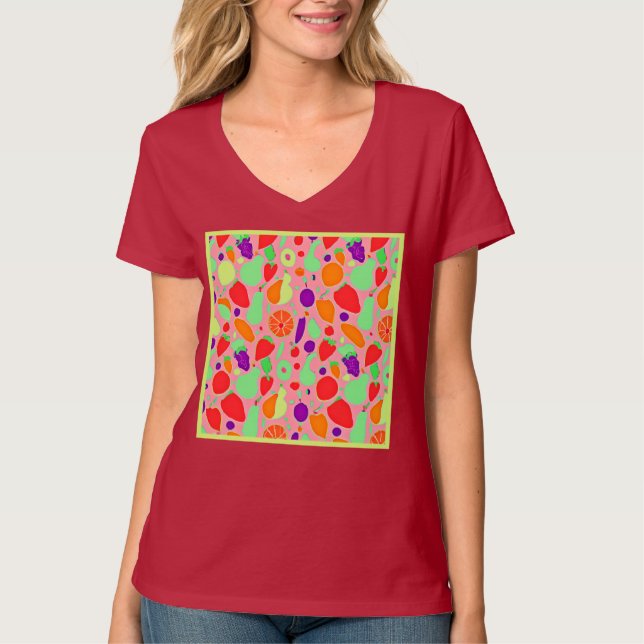 Camiseta Patrón de espectro de colores fructíferos (Anverso)