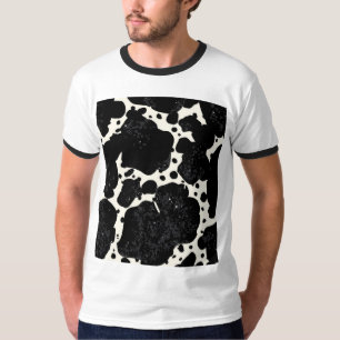 Camiseta Patrón de estampado de vaca en negro y blanco An