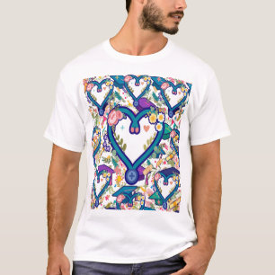 Camiseta Patrón de estetoscopio de enfermera corazón