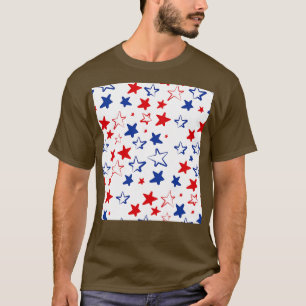Camiseta Patrón de estrellas azules rojas de la mano dibuja