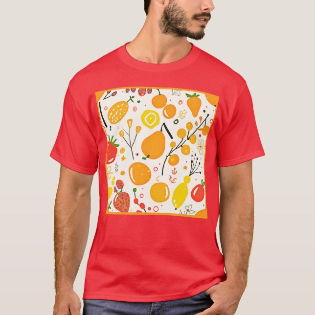 Camiseta Patrón de Fiesta de Frutas Tropicales (Anverso)