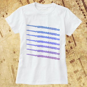 Camiseta Patrón de flautas azul rosado morado