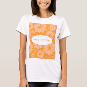 Camiseta Patrón de flor de color del Naranja de Fuzz de col
