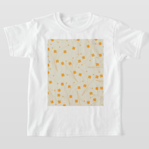 Camiseta Patrón de flor del naranja Beige Retro Y2K 70