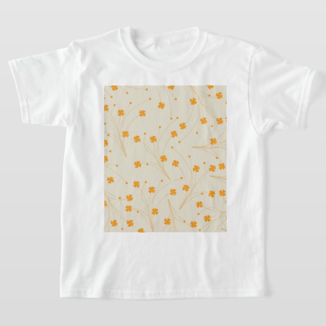 Camiseta Patrón de flor del naranja Beige Retro Y2K 70 (Distribución)