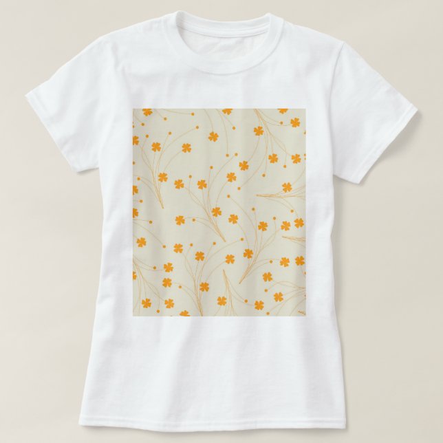 Camiseta Patrón de flor del naranja Beige Retro Y2K 70 (Diseño del anverso)