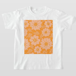 Camiseta Patrón de flor del Naranja de Fuzz de color rosa d