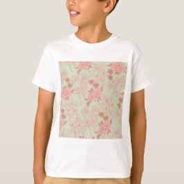 Camiseta Patrón de flor del Retro Rosa Verde Y2K 70