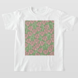 Camiseta Patrón de flor del Retro Rosa Verde Y2K 70s