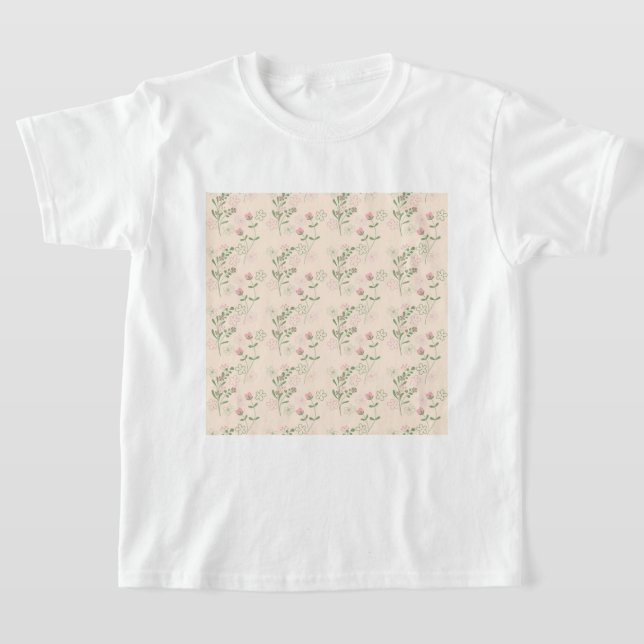 Camiseta Patrón de flor del Retro Verde Rosa Y2K 70 (Distribución)
