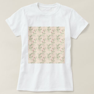 Camiseta Patrón de flor del Retro Verde Rosa Y2K 70
