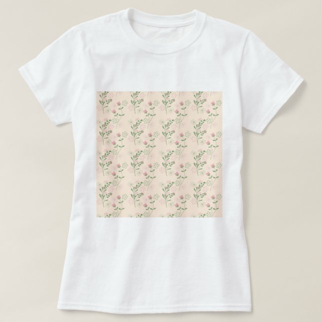 Camiseta Patrón de flor del Retro Verde Rosa Y2K 70 (Diseño del anverso)
