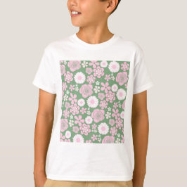 Camiseta Patrón de flor del Y2K 70s del Retro Blanco Rosa V