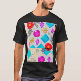 Camiseta Patrón de Flor Geométrica Alegre – Edición Burbuja