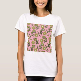 Camiseta Patrón de flor hippie y hondo retro rosa verde Y2K