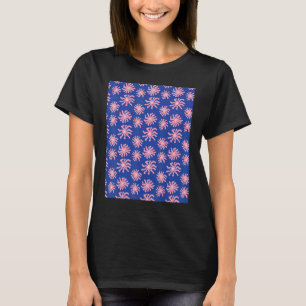 Camiseta Patrón de flor ondulada de margarita agitada rosad