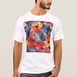 Camiseta Patrón de flores abstractas de color de agua en mo
