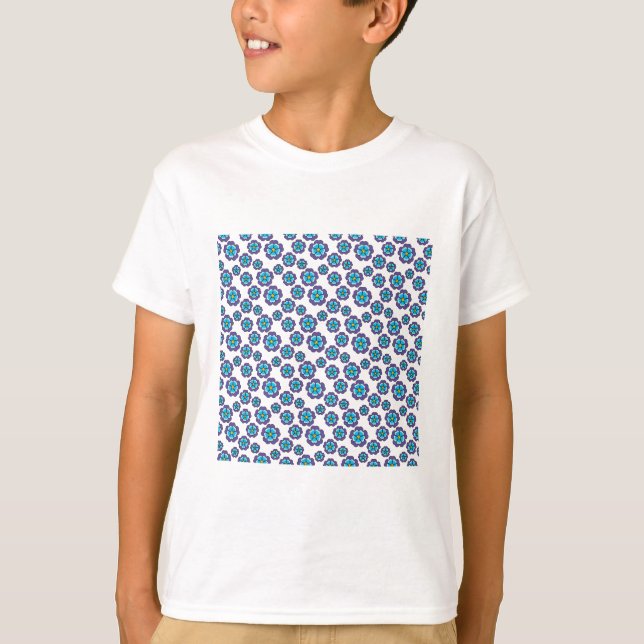 Camiseta Patrón de flores azules violetas (Anverso)