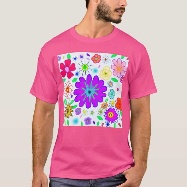 Camiseta Patrón de flores coloridas (Anverso)