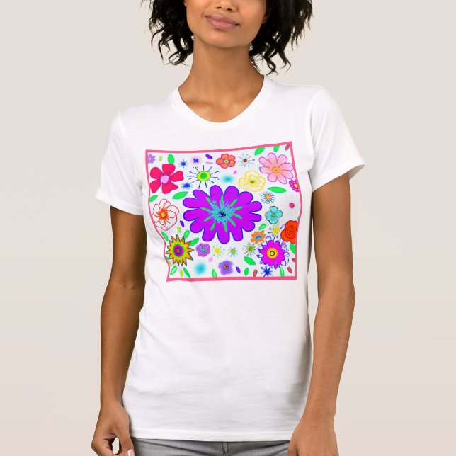 Camiseta Patrón de flores coloridas (Anverso)