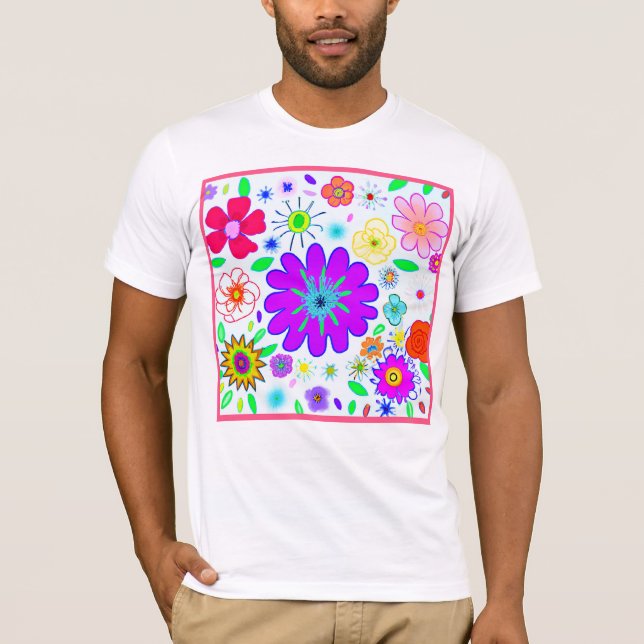 Camiseta Patrón de flores coloridas (Anverso)