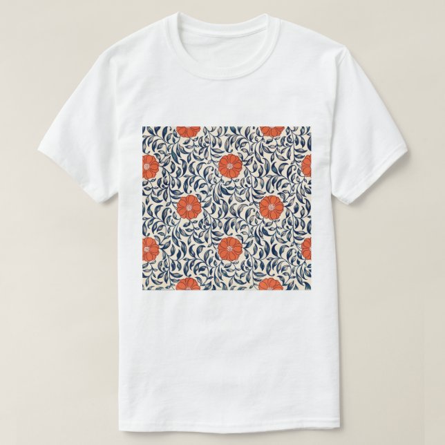 Camiseta Patrón de flores de Batik superior (Diseño del anverso)