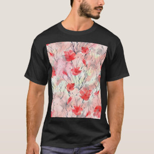 Camiseta Patrón de flores de hierbas de plantas acuáticas