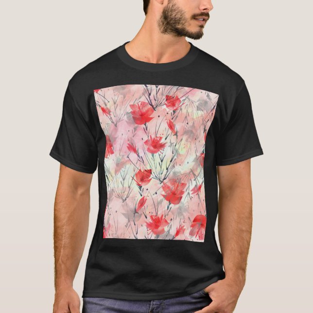 Camiseta Patrón de flores de hierbas de plantas acuáticas (Anverso)