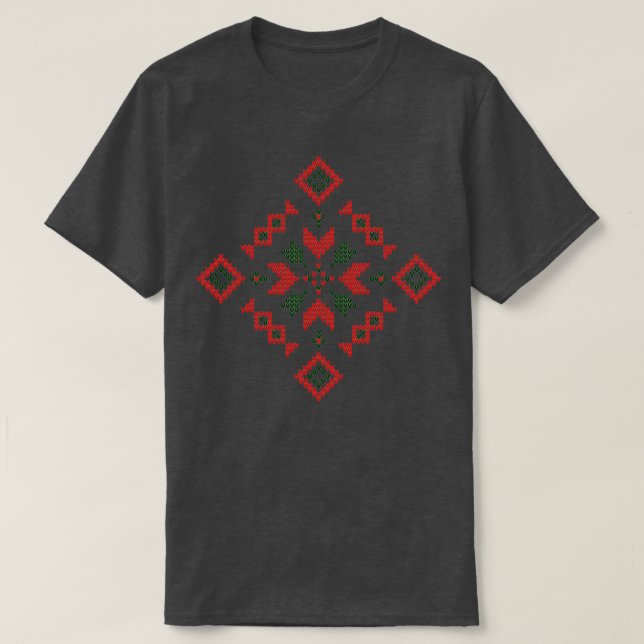 Camiseta Patrón de flores de los navidades de punto festivo (Diseño del anverso)