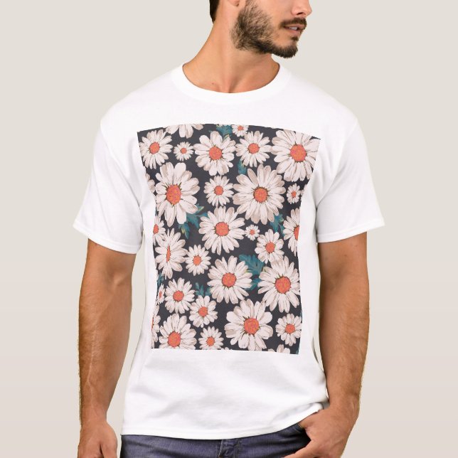 Camiseta Patrón de flores de margarita sin flor (Anverso)