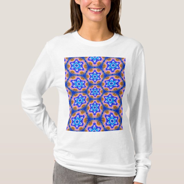 Camiseta Patrón de flores de pelusa (Anverso)