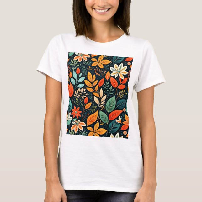 Camiseta Patrón de flores exóticas florales (Anverso)