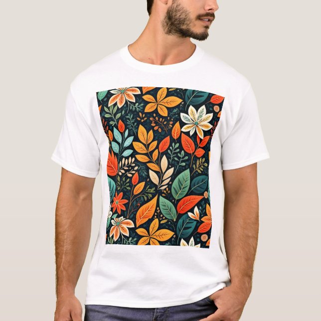 Camiseta Patrón de flores exóticas florales (Anverso)