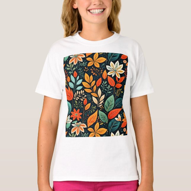 Camiseta Patrón de flores exóticas florales (Anverso)