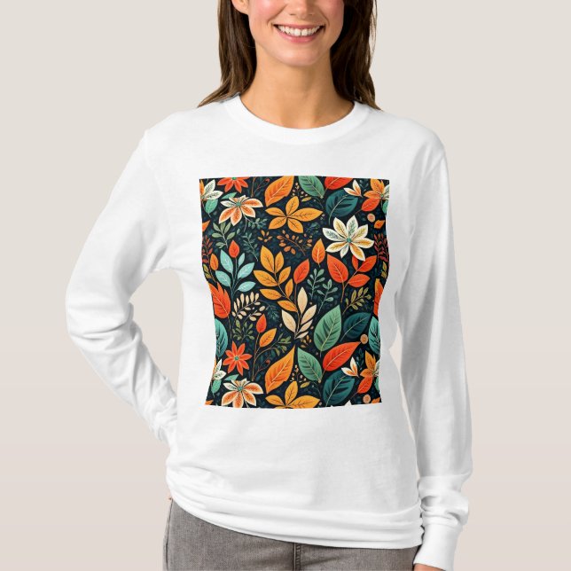 Camiseta Patrón de flores exóticas florales (Anverso)
