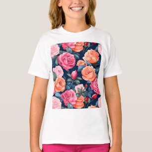 Camiseta Patrón de flores florecientes para rosas-80037