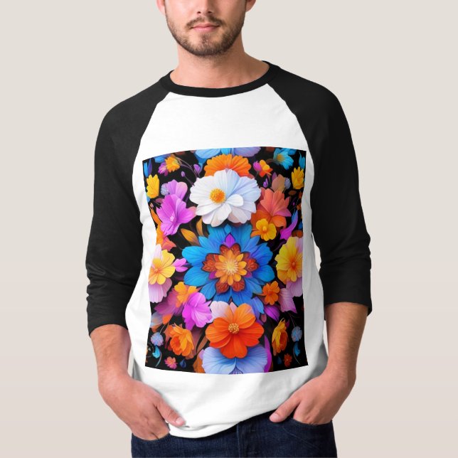 Camiseta Patrón de flores multicolores-68577 (Anverso)