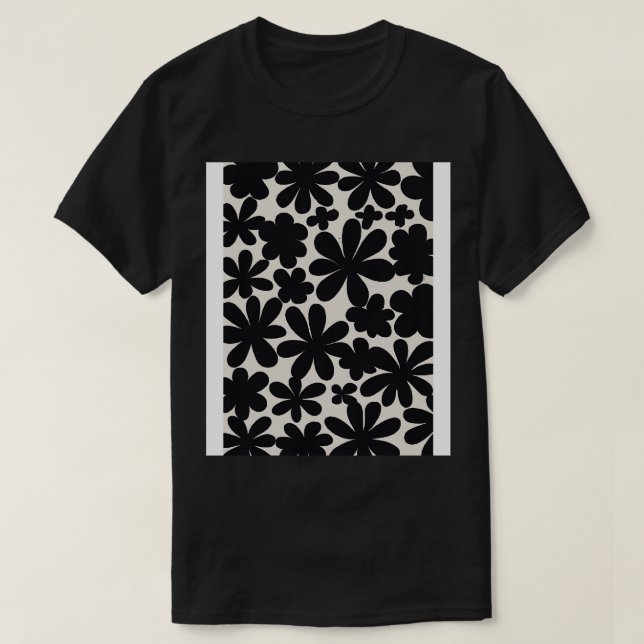 Camiseta Patrón de flores negras (Diseño del anverso)