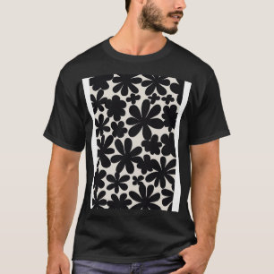 Camiseta Patrón de flores negras