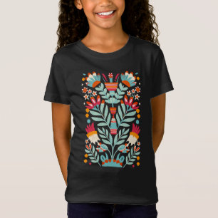 Camiseta Patrón de flores otomí Arte floral mexicano